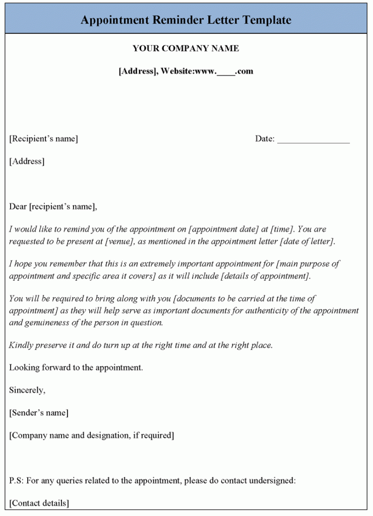 patient appointment reminder letter template Boat.jeremyeaton.co