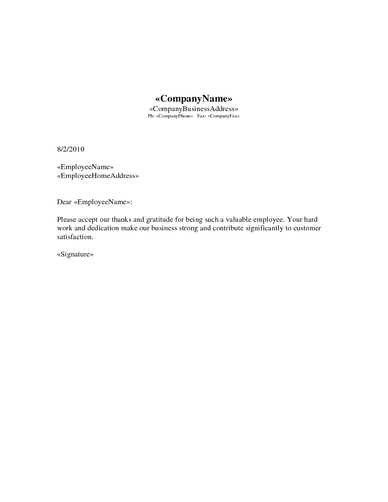 appreciation letter | images of employee appreciation letter doc 
