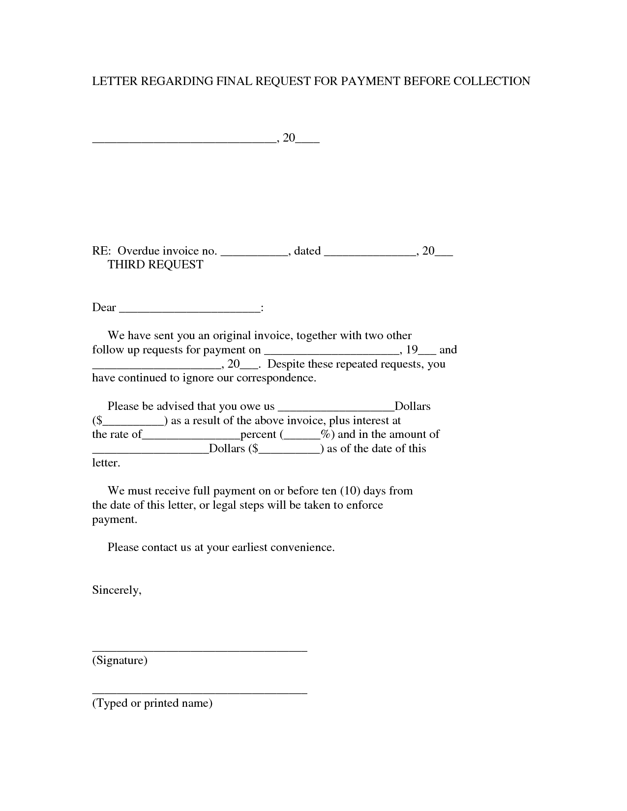 Billing Letter Requesting Payment | scrumps