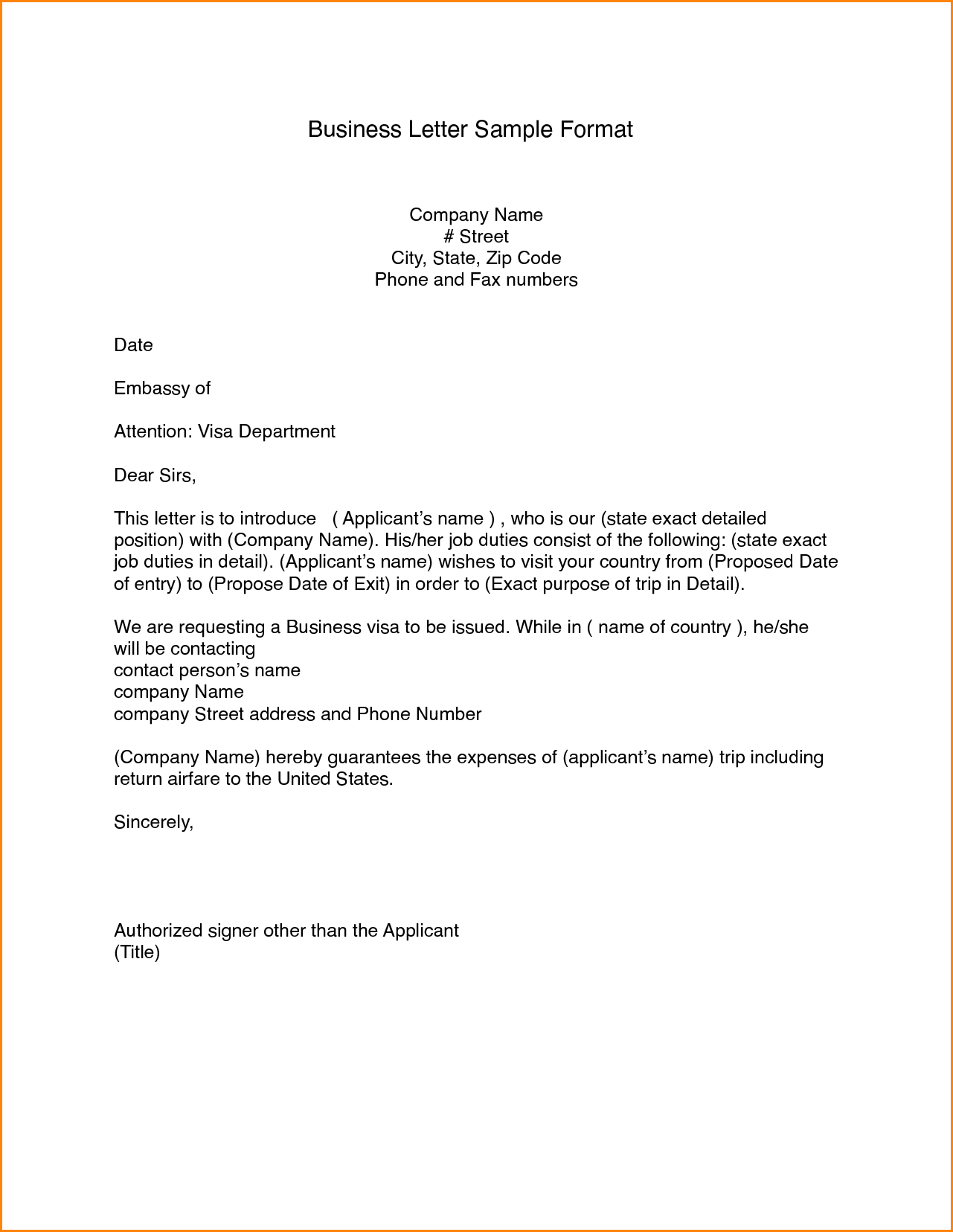 Formal Business Email Letter Example