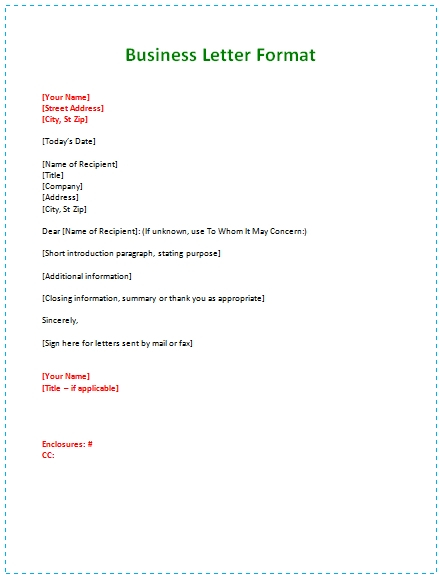 Business Letter Format Examples Scrumps