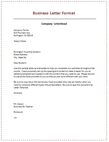 Business Letter Fromat Scrumps