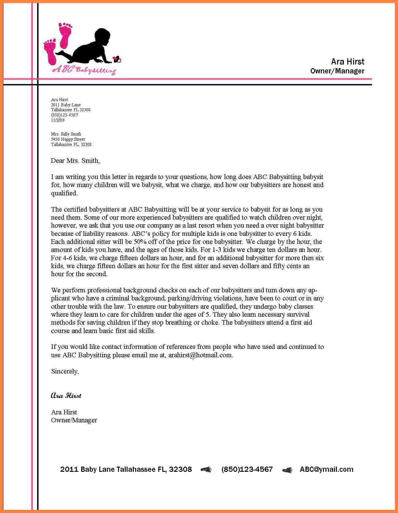 Business Letter Format Example With Letterhead