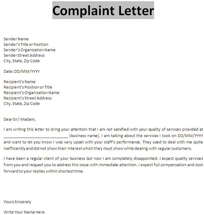 What is complaint letter in Business Communication?