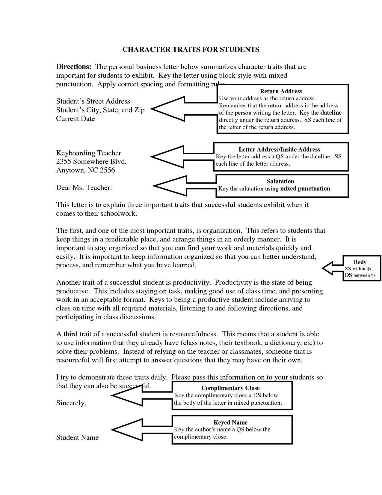 Formal Business Letter Format Spacing