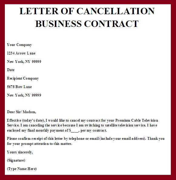 sample termination of contract letter Gecce.tackletarts.co