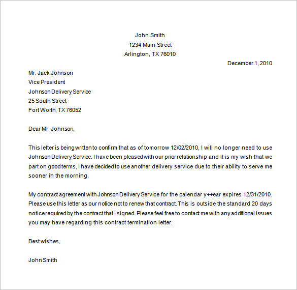 service contract termination letter templates Gecce.tackletarts.co