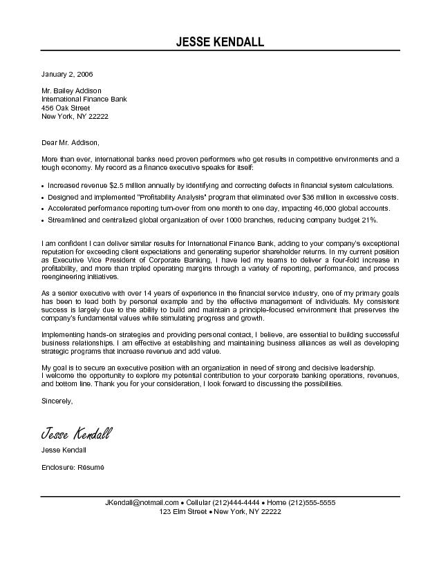 Chief Financial Officer Cover Letter Examples 10 Finance Cover 