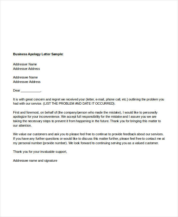 Company Apology Letter scrumps