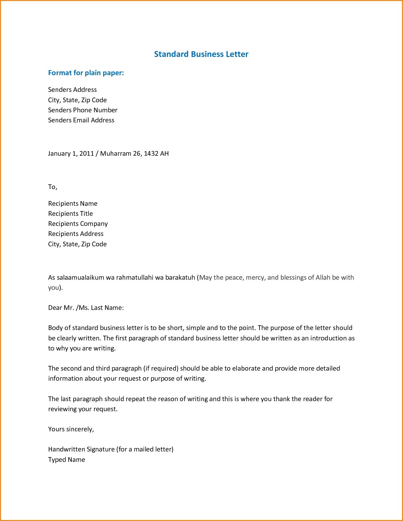 Email Business Letter Format | scrumps