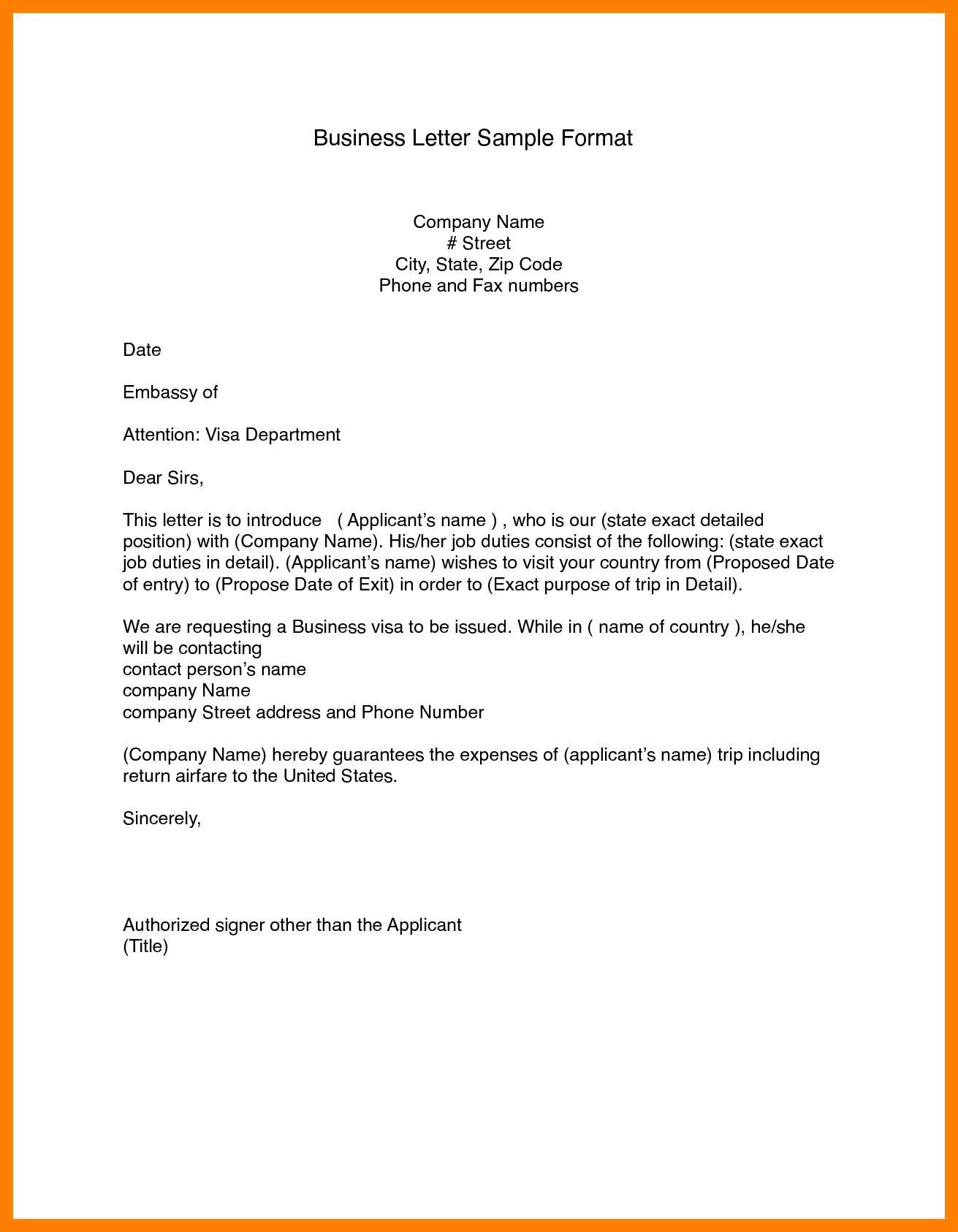 Letter format business email template sample example simple 