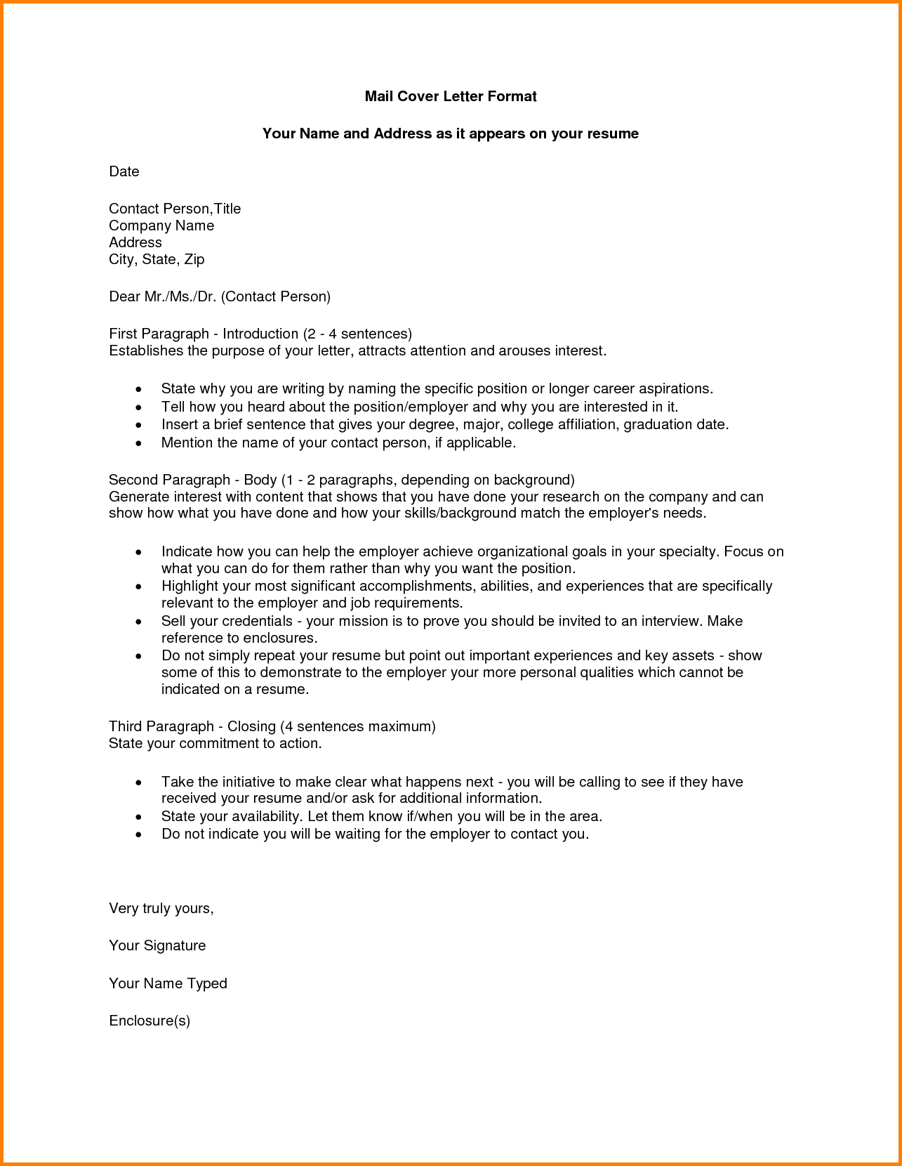 Enclosed Letter Format Scrumps