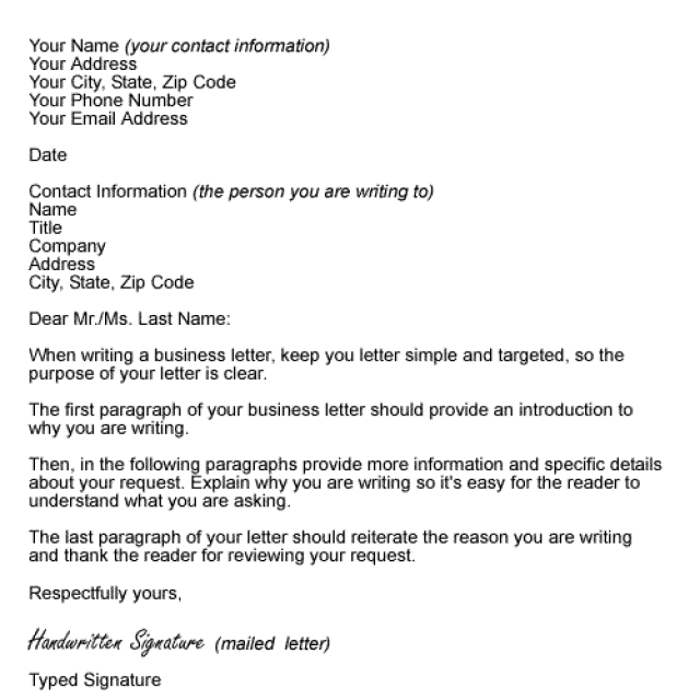 Example Of Business Letter Format Scrumps