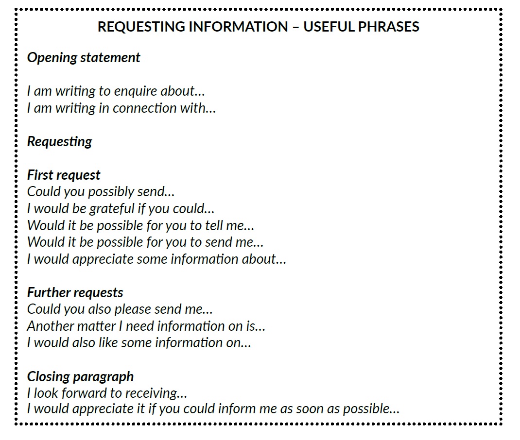 Formal Letter Asking For Information Example