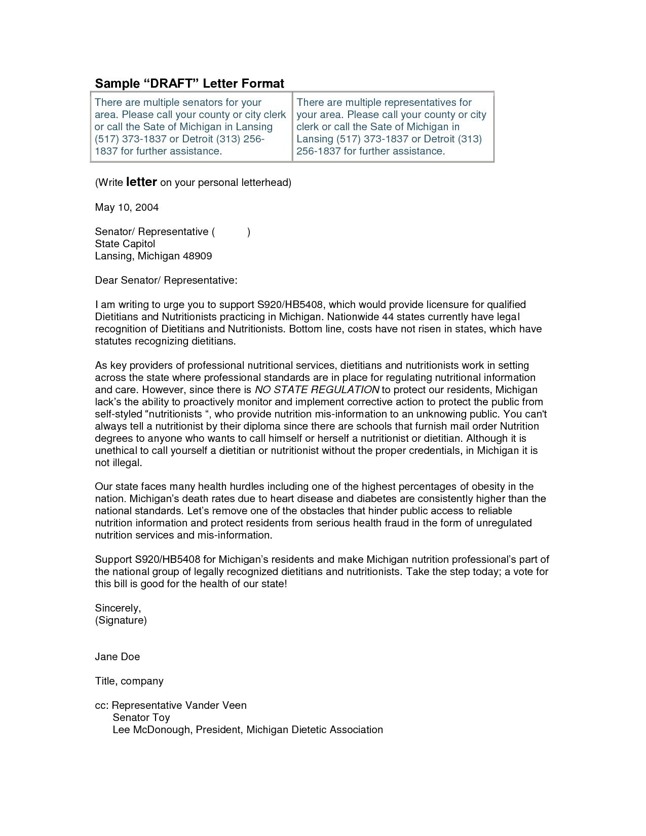 Sample Business Letter Format With Cc