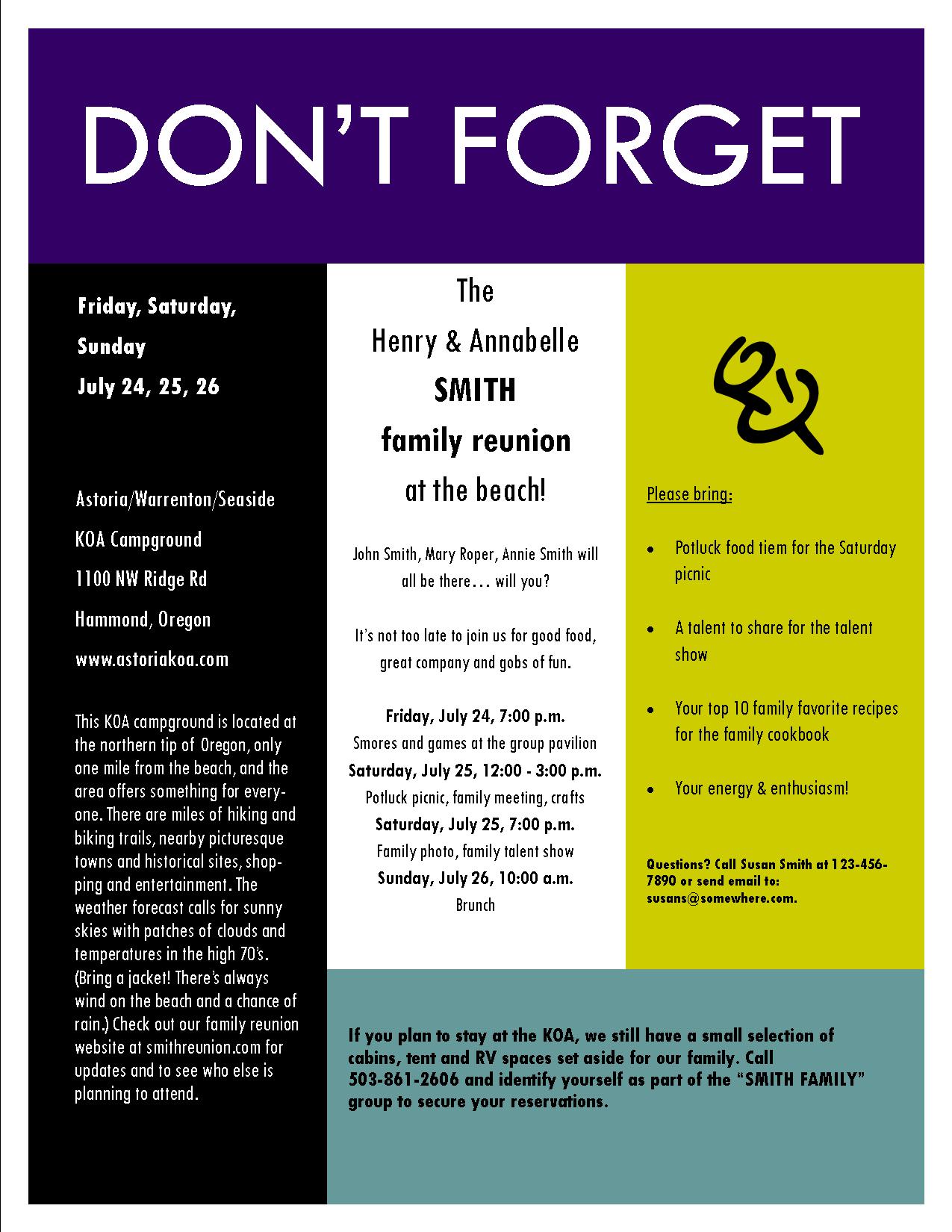 A Sample Invitation for the Family Reunion