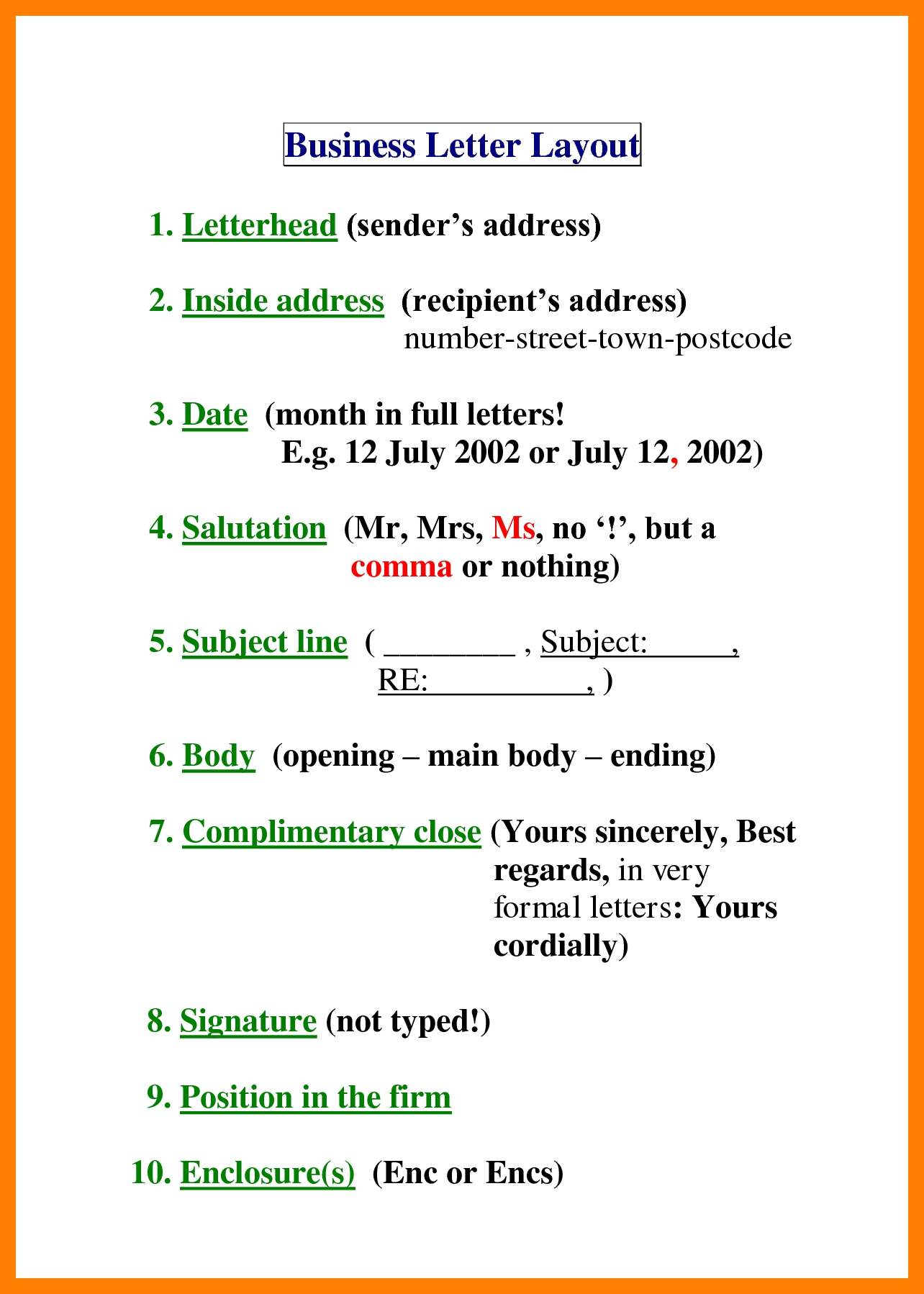 Business Letter Layout.6 Layout Of Business Letter Ledger Paper 