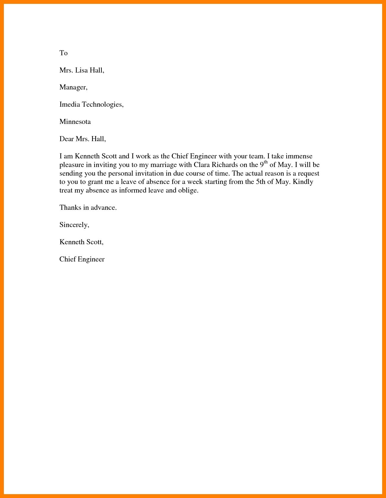 4+ Leave Application Email Examples & Samples   PDF, DOC