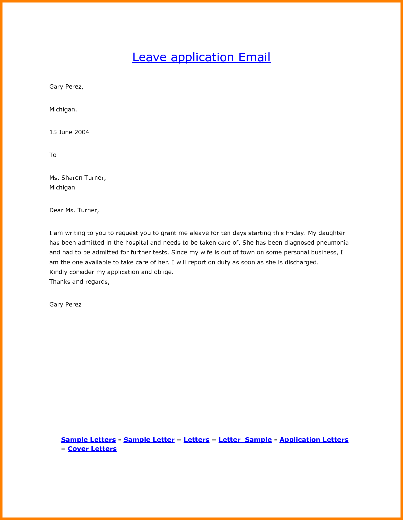 Leave Request Email Sample | scrumps