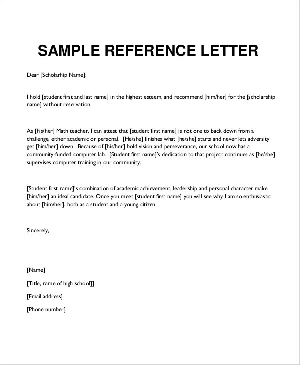 Personal Character Reference Letter Personal Reference Letter 40 