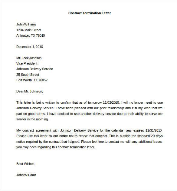 Termination of Services Letter 7+ Free Word, PDF Documents 