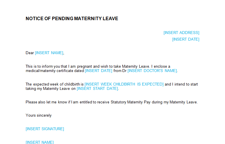 Maternity Leave Request Letter Template Bizorb