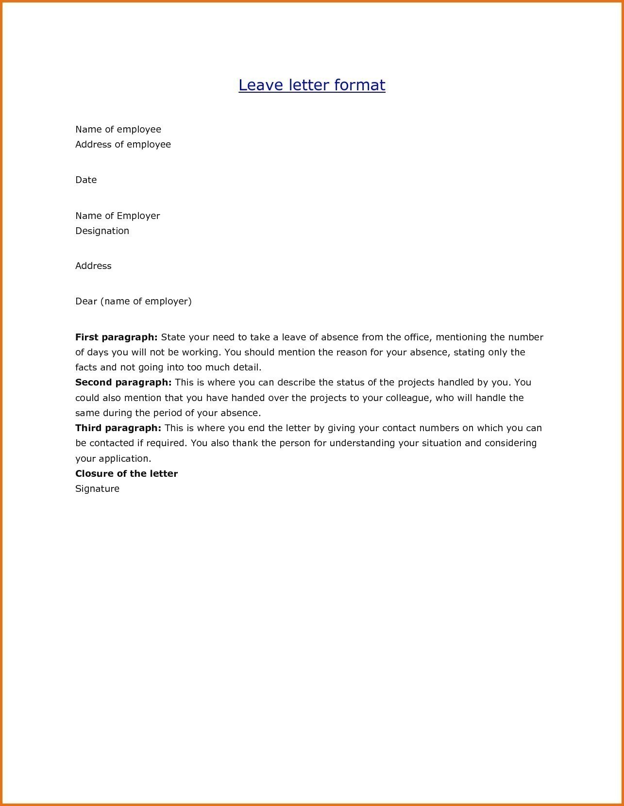 Leave Letter Format Employer New 10 Maternity Leave Requesting 