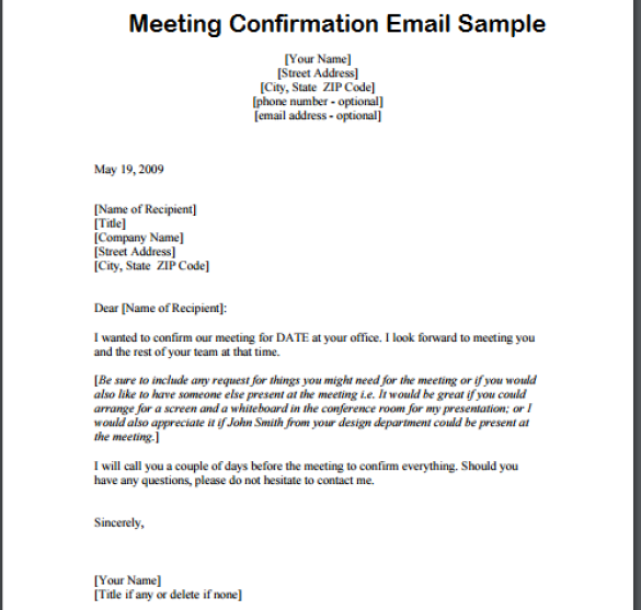 meeting letters sample - Besko