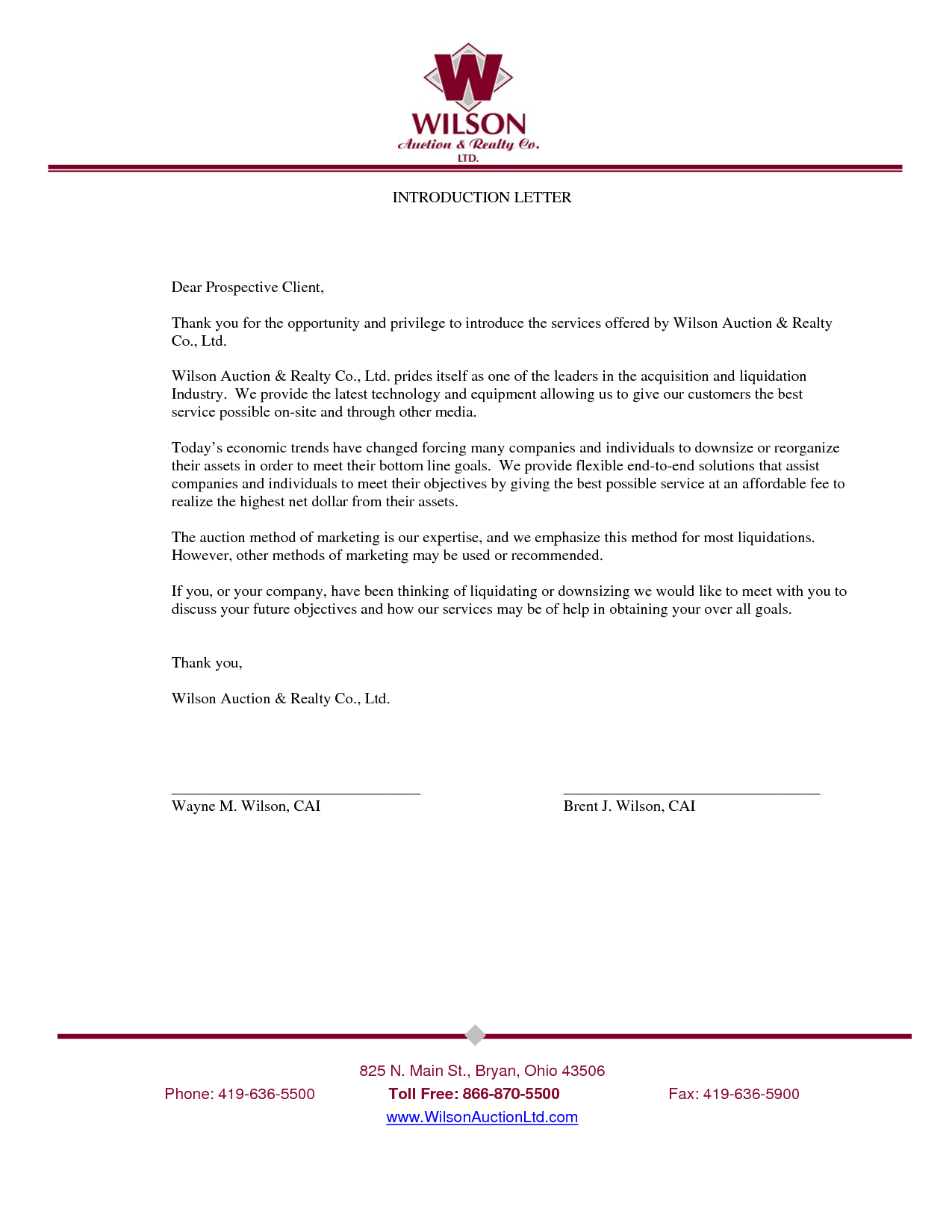 Introduction Letter To Prospective Client Template