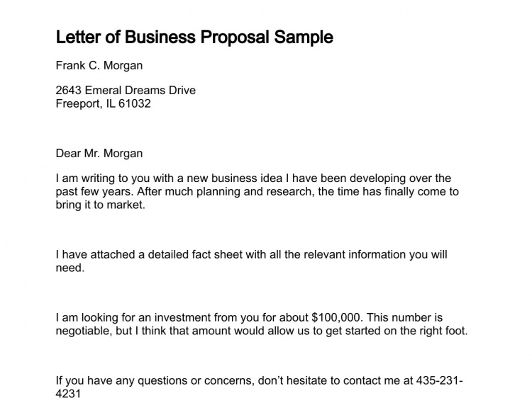 Sample Business Proposal Letter Scrumps