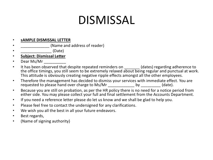 Sample Dismissal Letter scrumps