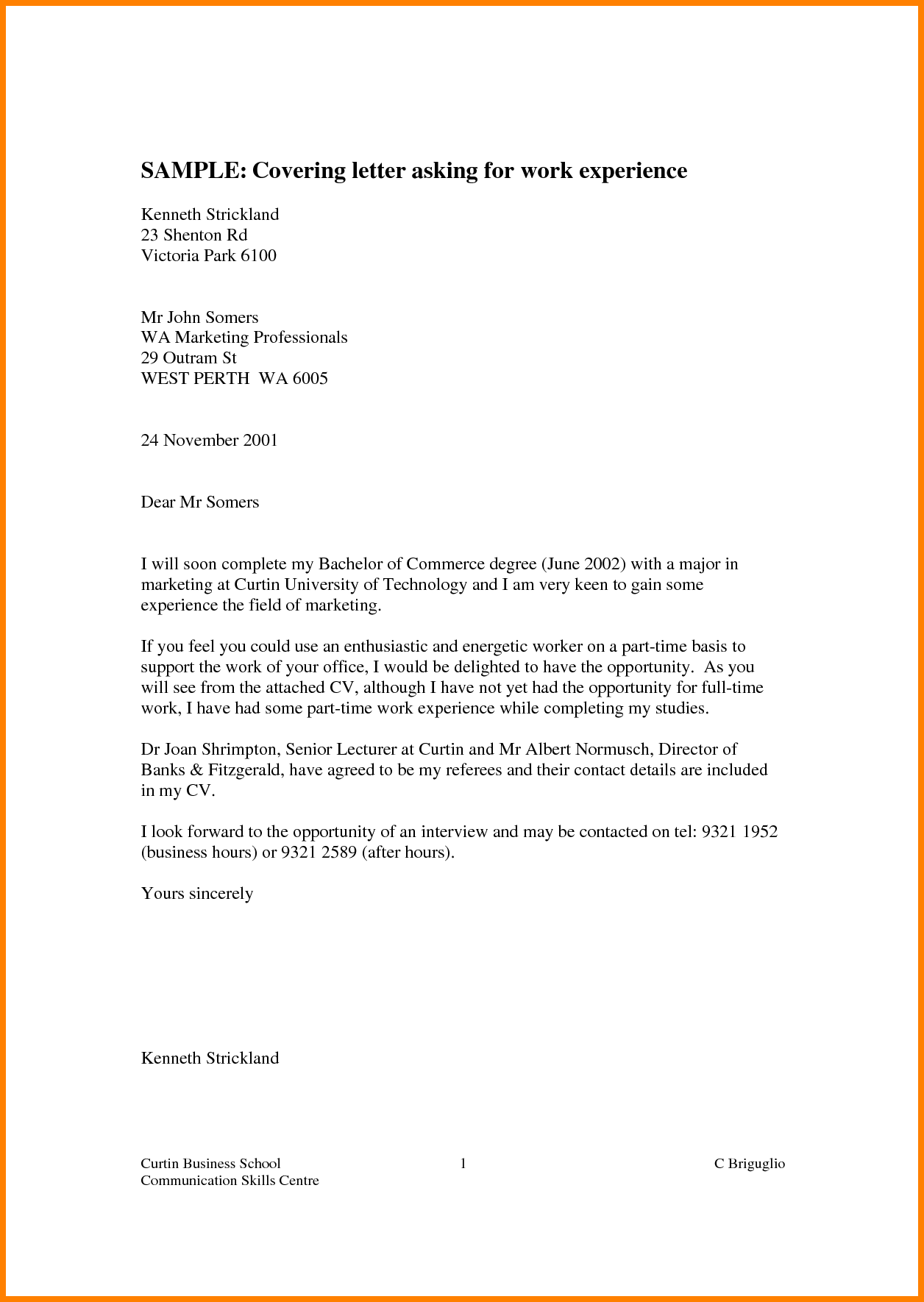 Sample Letter Asking For Business Opportunity | scrumps