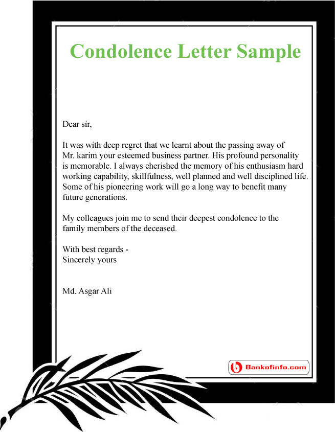 Sample Condolence Message For Family Member