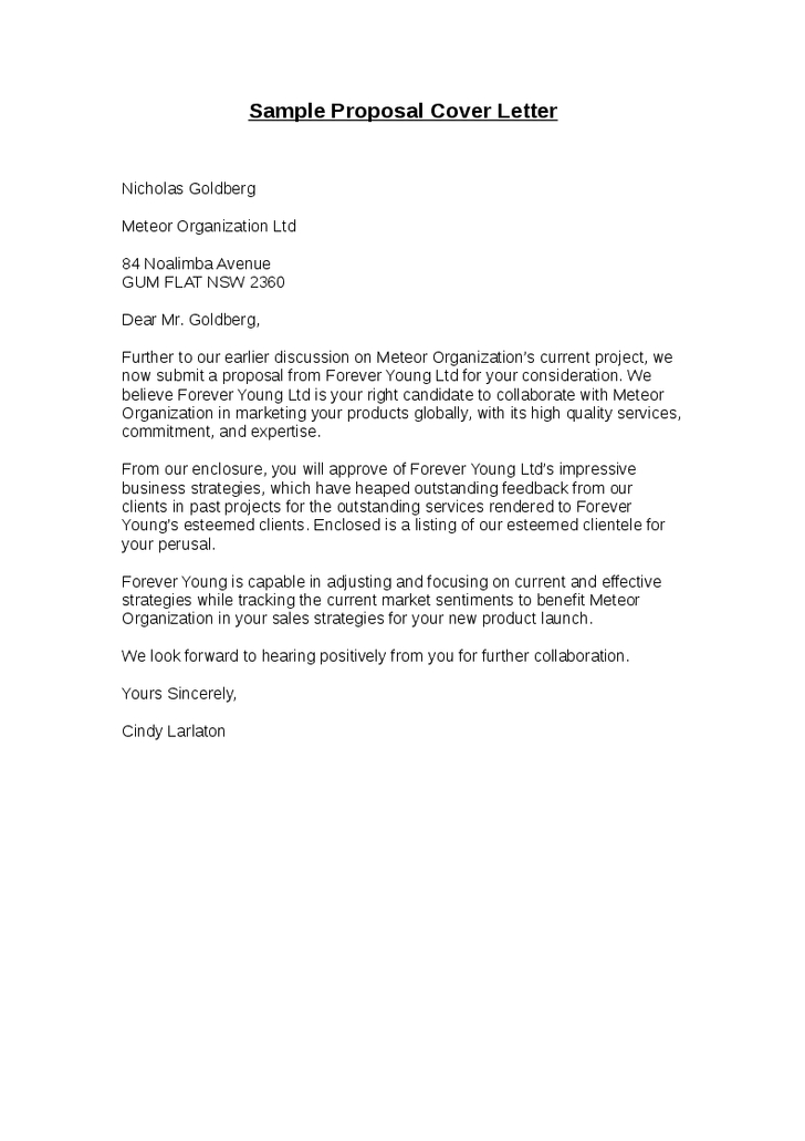 Sample Proposal Cover Letter Scrumps