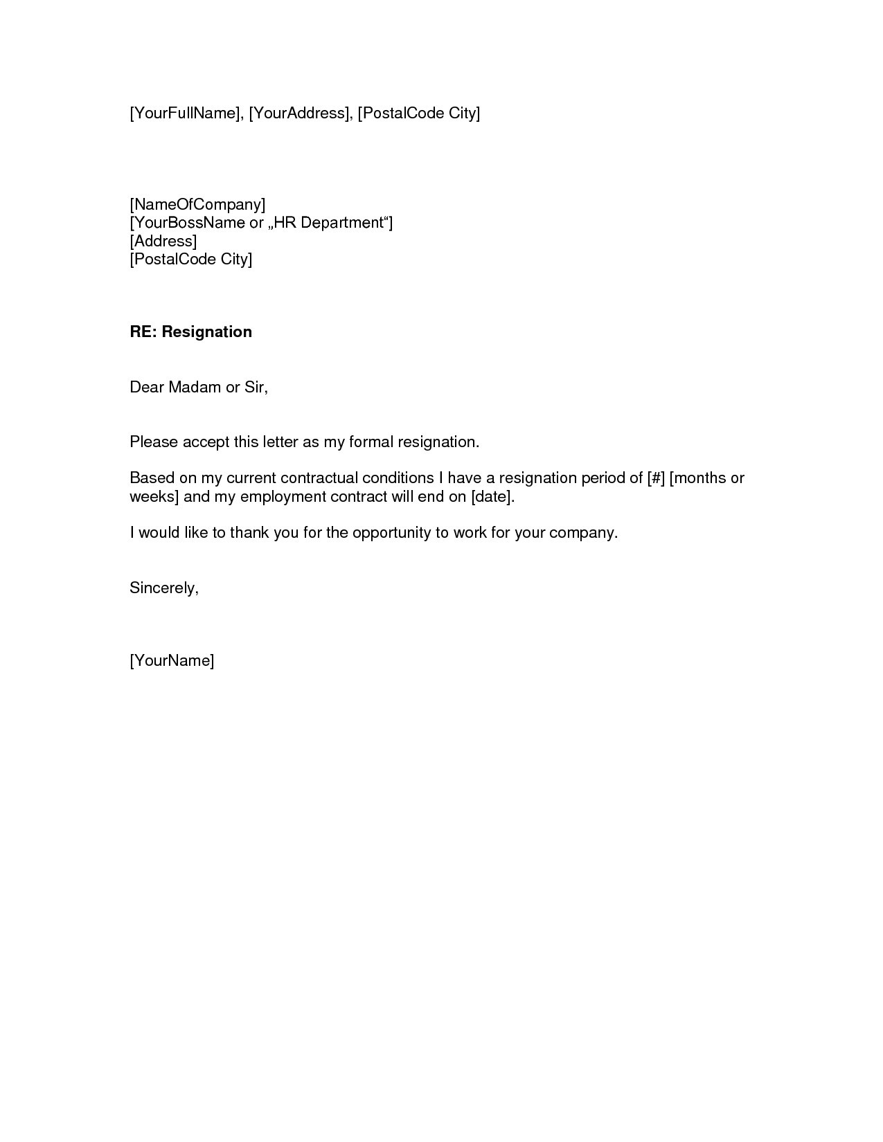 Resignation Letter Formats Find Word Templates Bank2home
