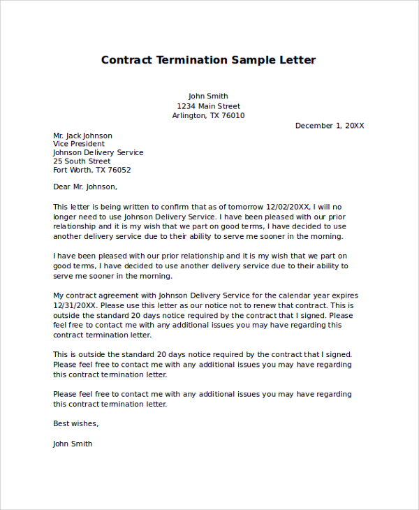 Samples Of Termination Letters | scrumps