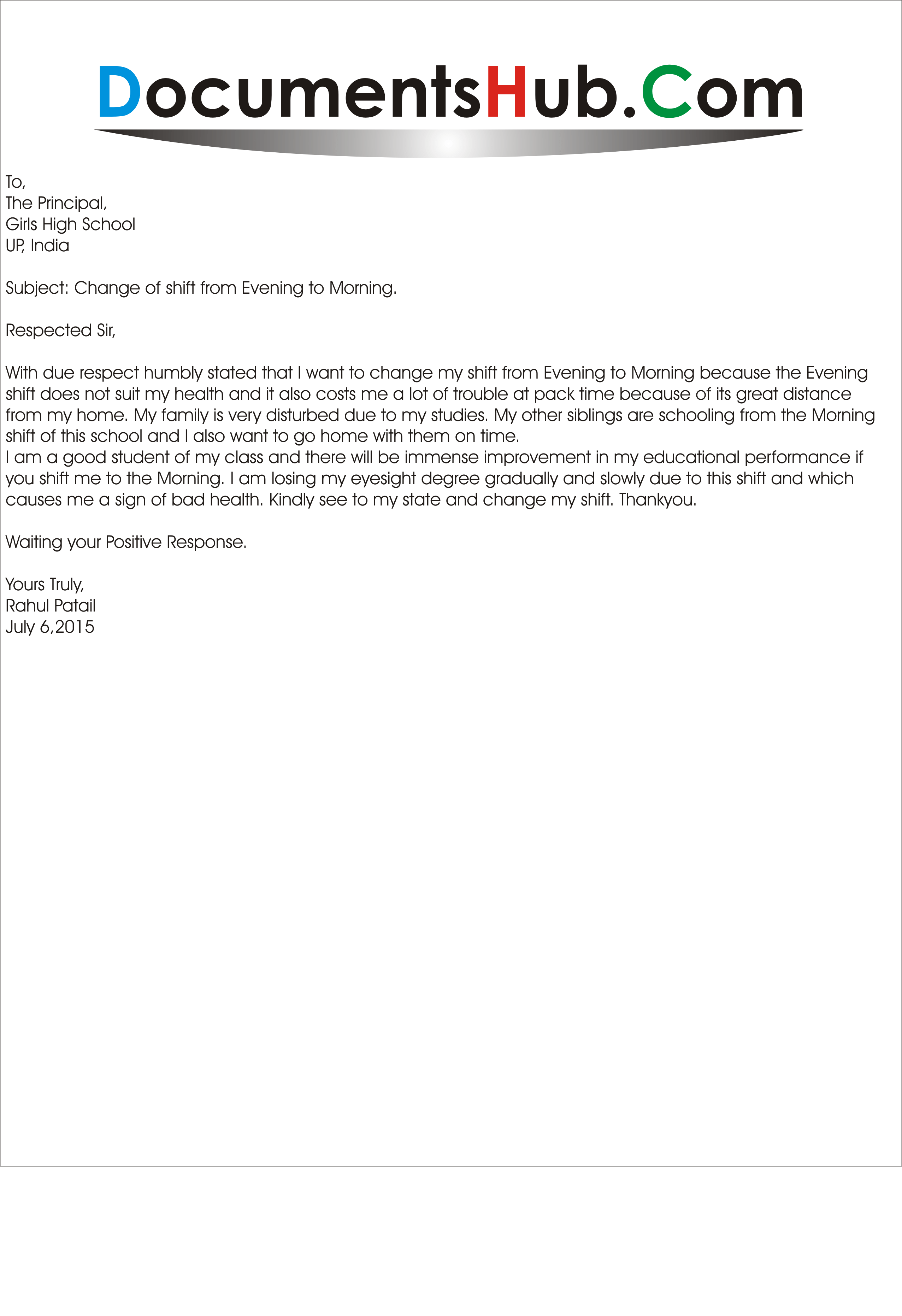 Shift Change Request Letter scrumps