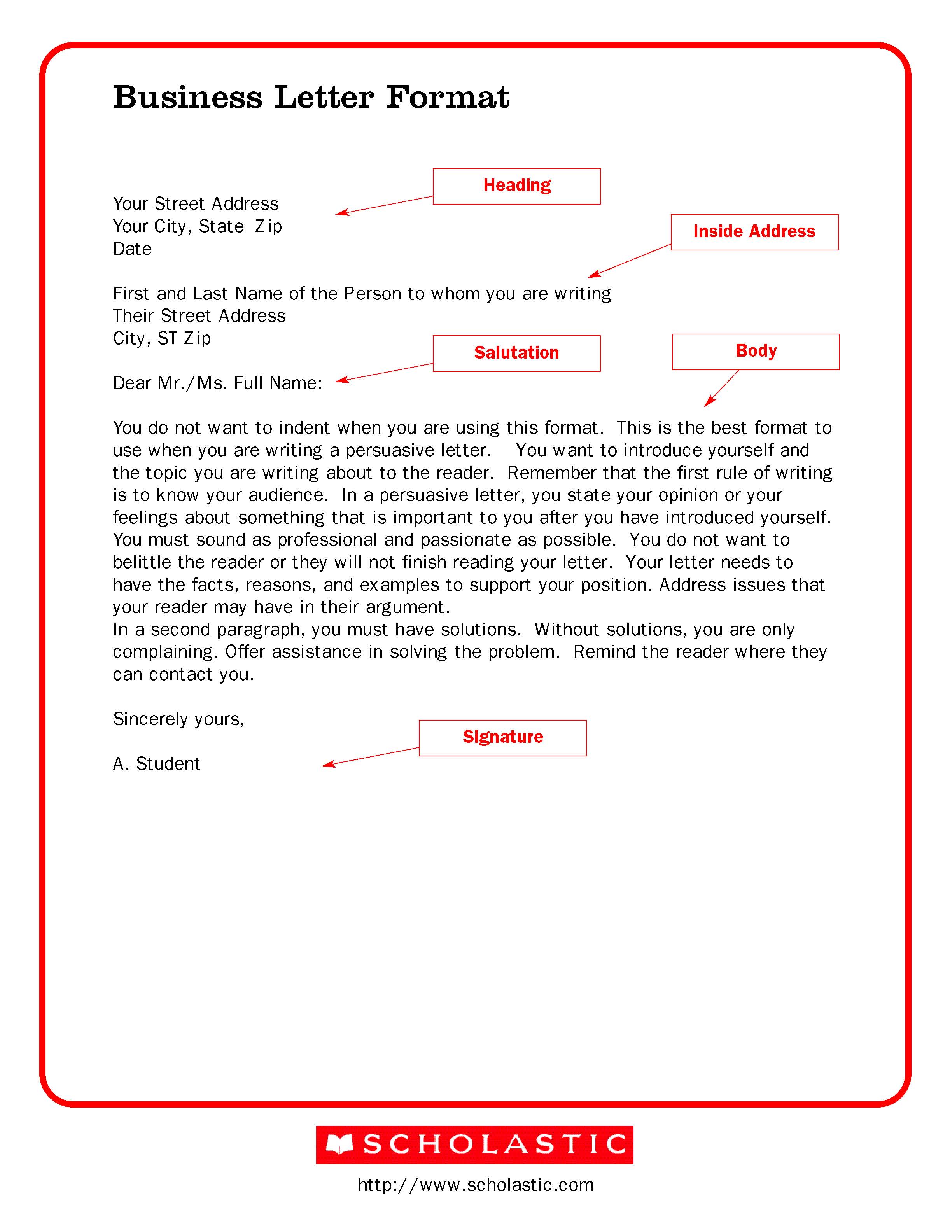Writing A Business Letter Template Scrumps