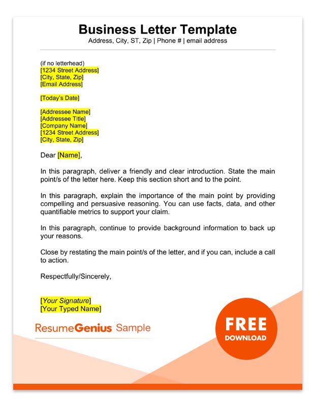 How To Write A Business Letter Example