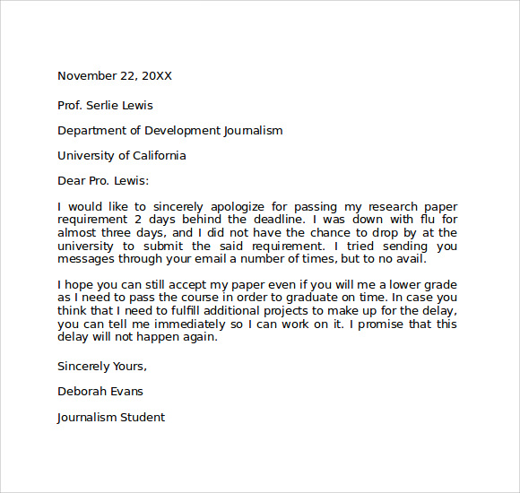 8+ Apology Letters to Teacher – PDF, Word | Sample Templates