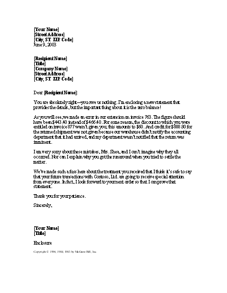 Dispute Letter on Billing Error