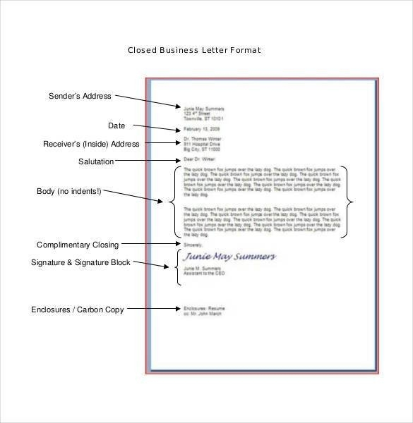 Printable Sample Proper Business Letter Format Form | Real Estate 