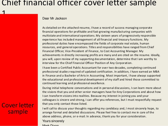 chief financial officer cover letter Romeo.landinez.co