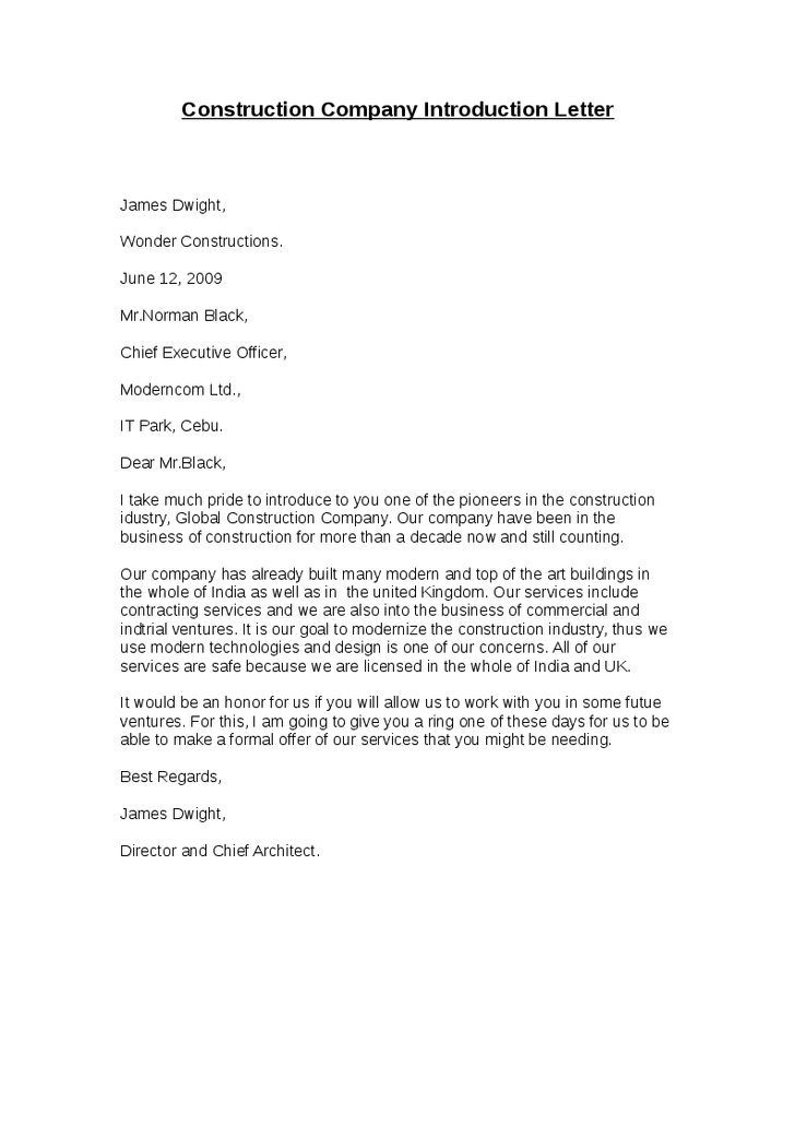Company Introduction Letter How To Write A Letter Of Introduction 