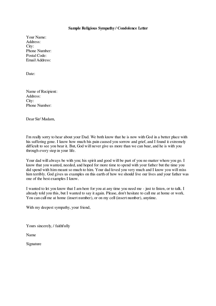 writing a condolence letter example | business letter template