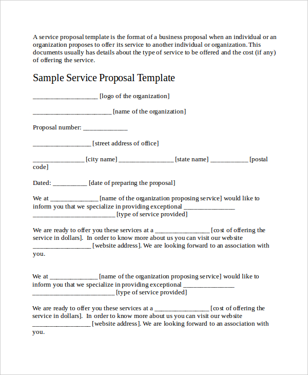 proposal for service template service proposal template 14 free 