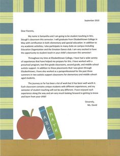 Introduction Letter to Parents from a New Teacher | Pinterest 