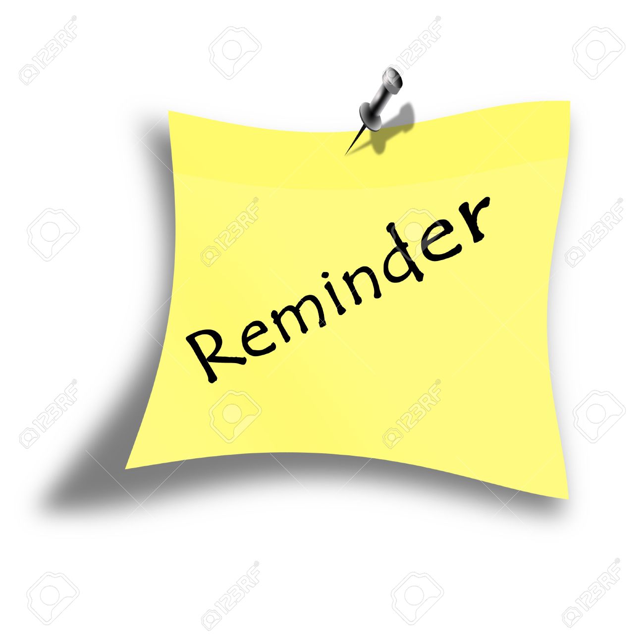 Yellow Reminder Memo On A White Background Stock Photo, Picture 