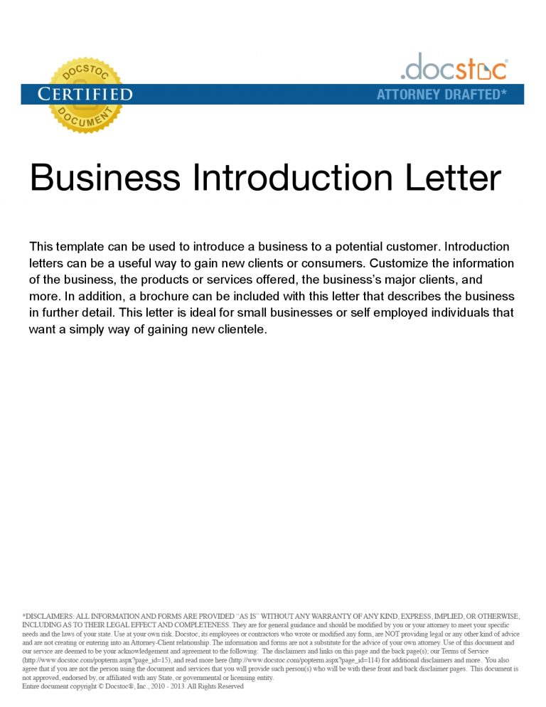 New Business Introduction Letters | scrumps