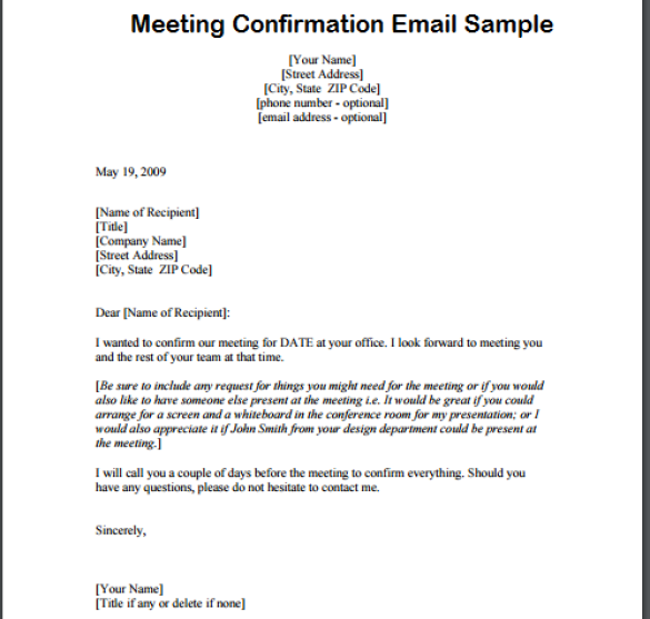 Awesome Confirmation Email for Meeting | three blocks